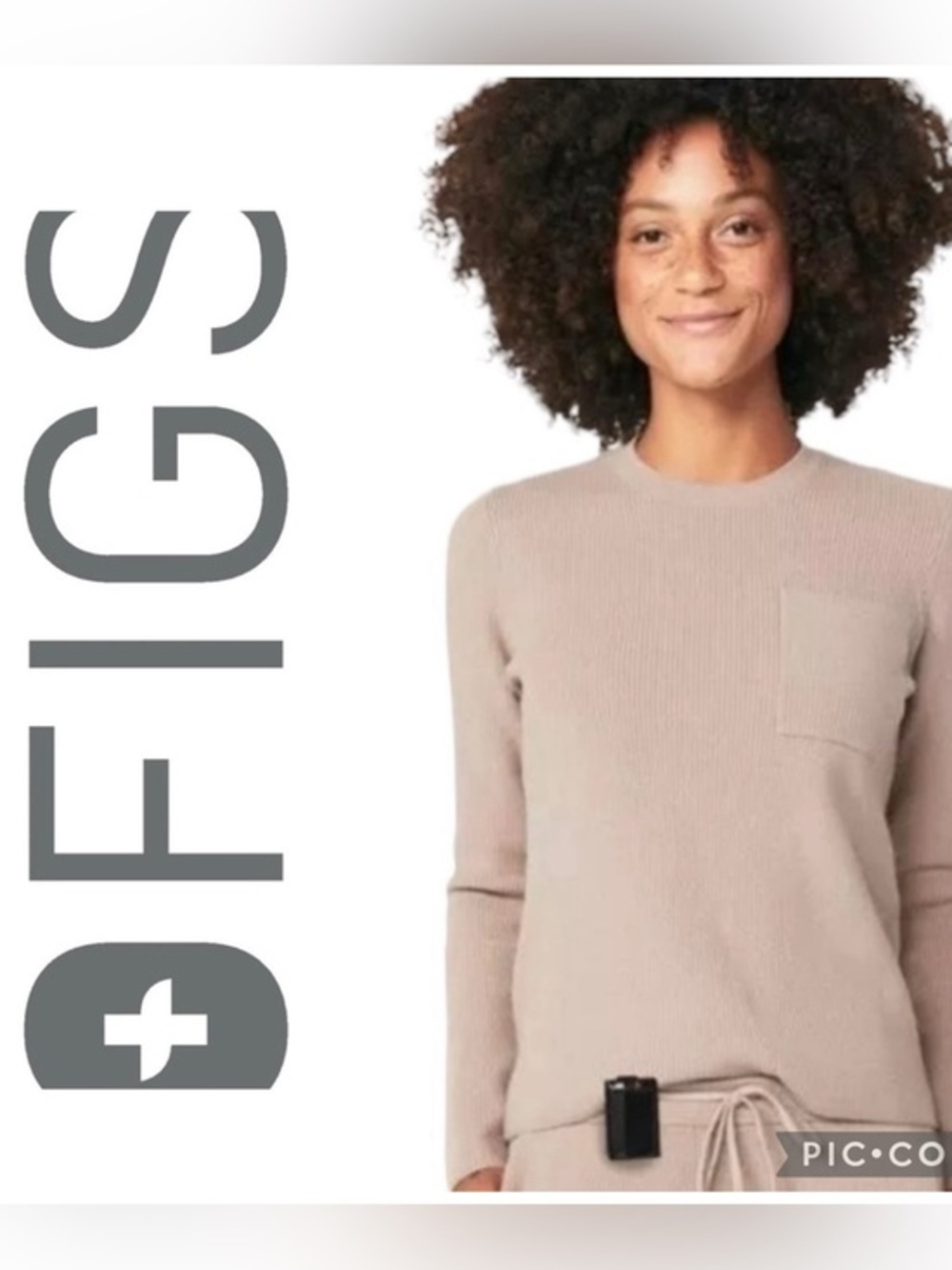 FIGS Ribbed Loungewear Crewneck Pullover Sweater Sz Medium